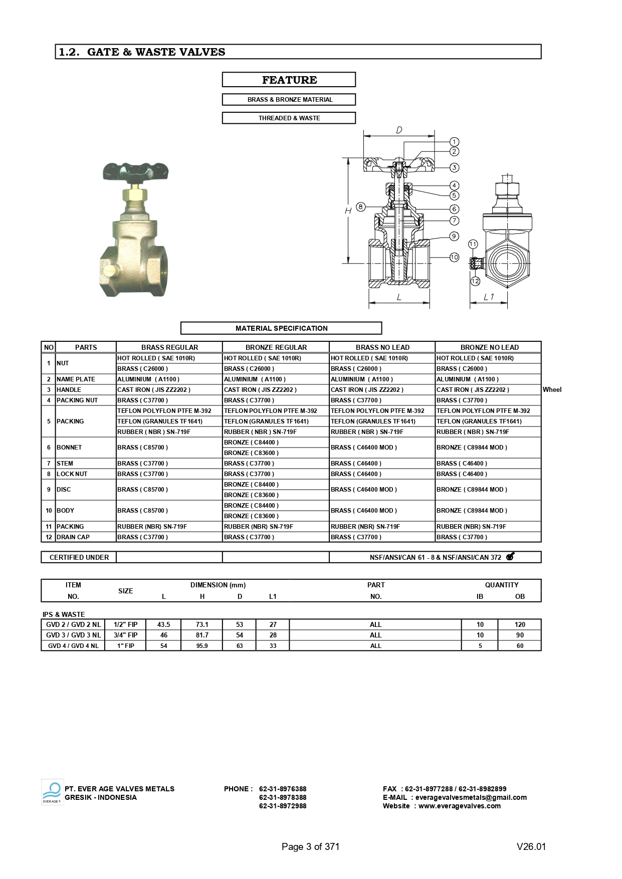 GATE & WASTE VALVES - GVD 2 - GVD 4